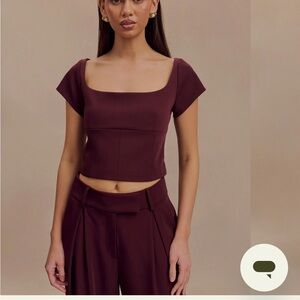 Meshki Burgundy Crop Top